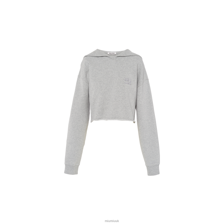 Ready To Wear Embroidered Cotton Sweatshirt Miu Miu XH28Z722 Grey