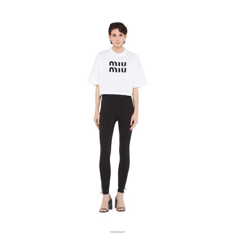 Ready To Wear Embroidered Cotton T-shirt Miu Miu XH28Z699 White