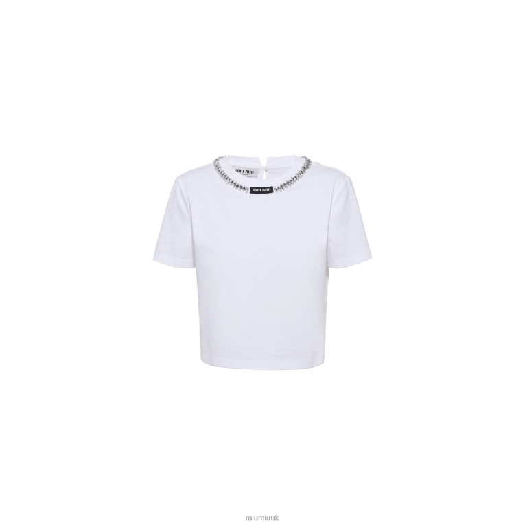 Ready To Wear Embroidered Cotton T-shirt Miu Miu XH28Z700 White