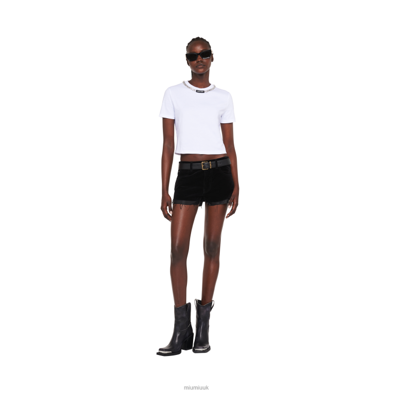 Ready To Wear Embroidered Cotton T-shirt Miu Miu XH28Z700 White