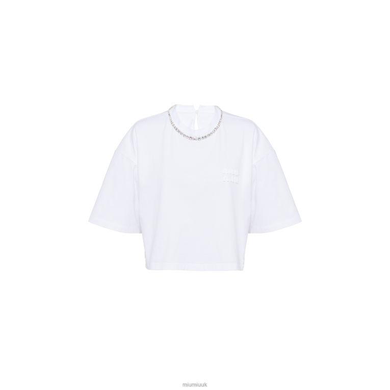 Ready To Wear Embroidered Cotton T-shirt Miu Miu XH28Z710 White