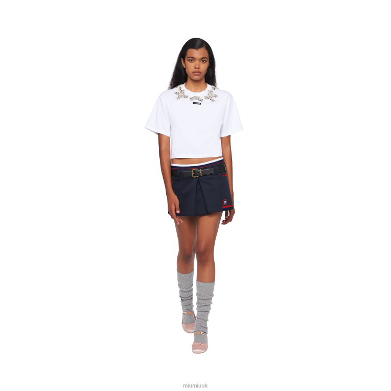 Ready To Wear Embroidered Cotton T-shirt Miu Miu XH28Z713 White