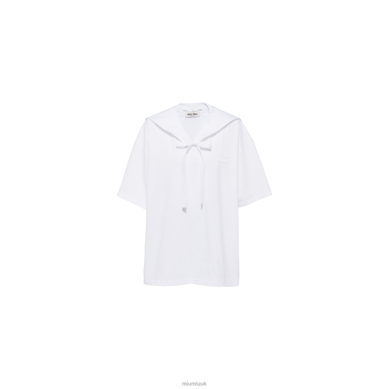 Ready To Wear Embroidered Cotton T-shirt Miu Miu XH28Z718 White