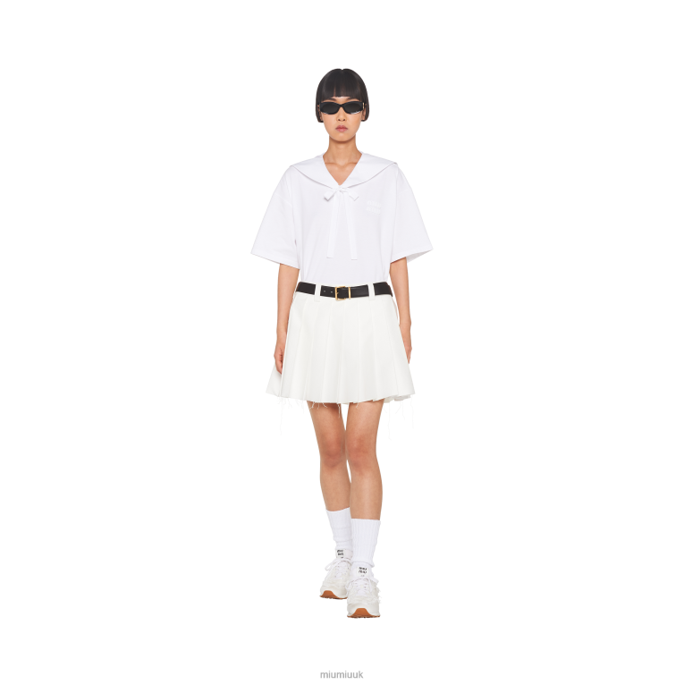 Ready To Wear Embroidered Cotton T-shirt Miu Miu XH28Z718 White