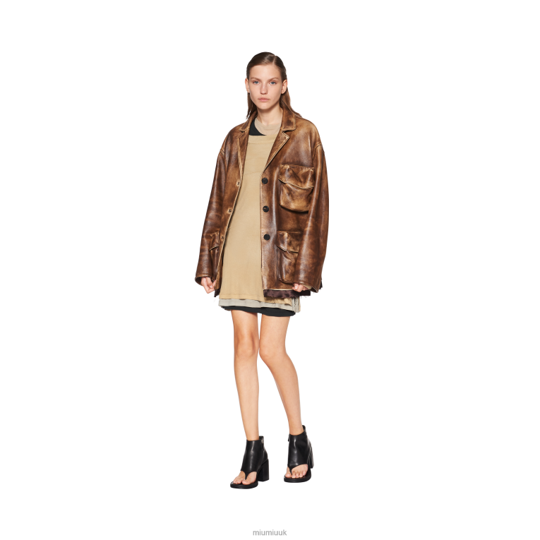 Ready To Wear Garment-dyed Long-sleeved Ribbed Knit Jersey T-shirt Miu Miu XH28Z673 Cord