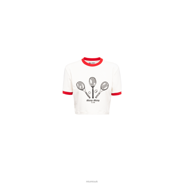 Ready To Wear Jersey T-shirt Miu Miu XH28Z715 Ivory