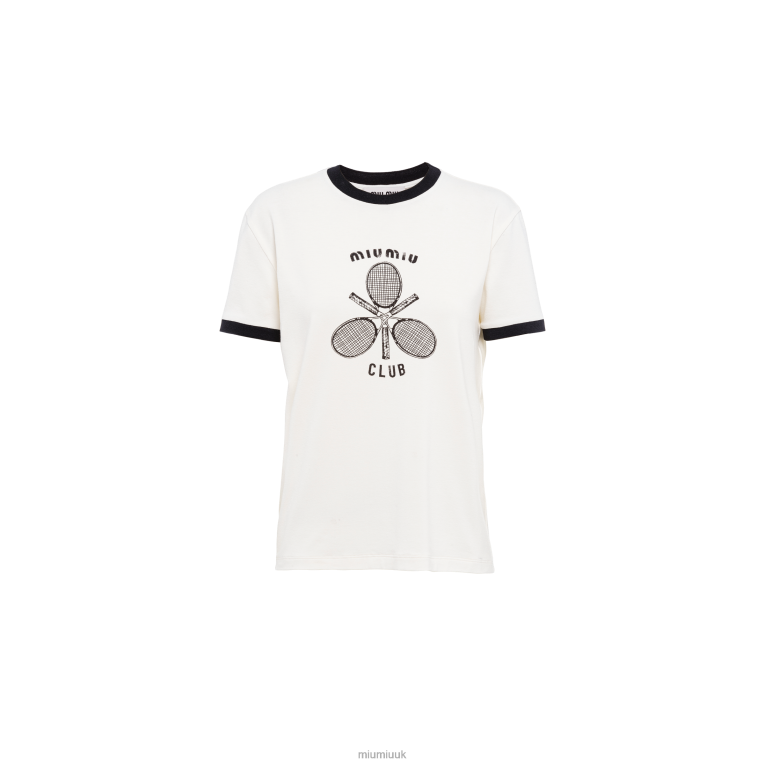 Ready To Wear Jersey T-shirt Miu Miu XH28Z716 Ivory