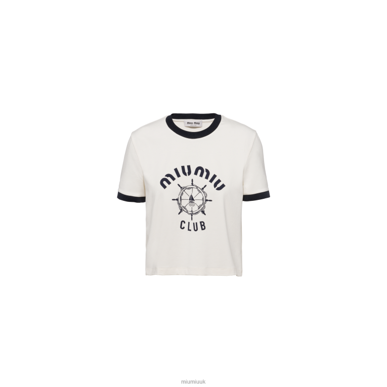 Ready To Wear Print Jersey T-shirt Miu Miu XH28Z689 Ivory