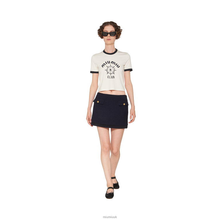 Ready To Wear Print Jersey T-shirt Miu Miu XH28Z689 Ivory