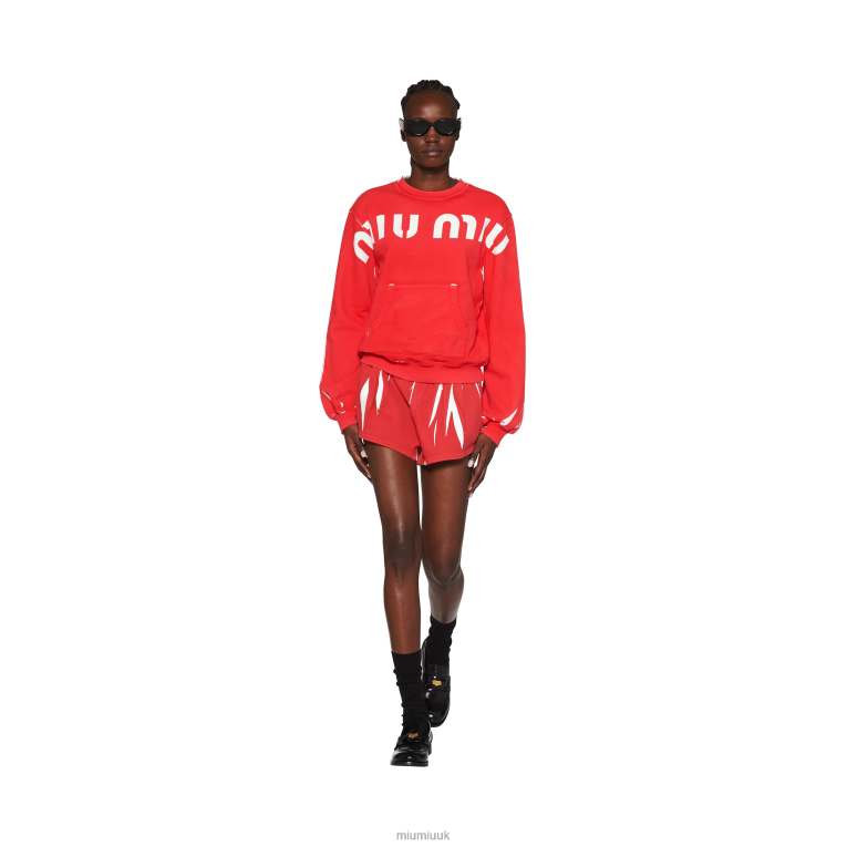 Ready To Wear Printed Cotton Sweatshirt Miu Miu XH28Z681 Red