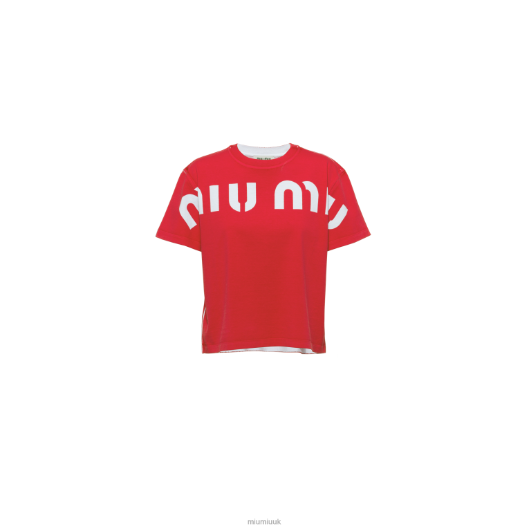 Ready To Wear Printed Cotton T-shirt Miu Miu XH28Z680 Red
