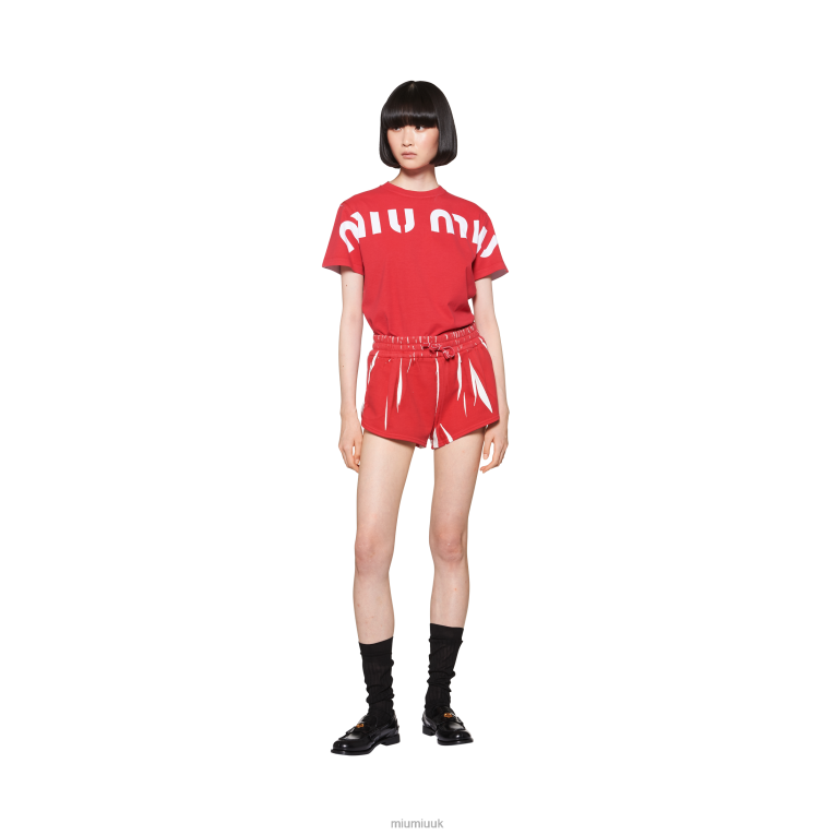 Ready To Wear Printed Cotton T-shirt Miu Miu XH28Z680 Red