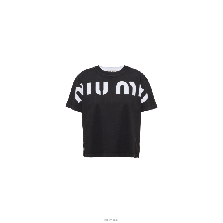 Ready To Wear Printed Cotton T-shirt Miu Miu XH28Z682 Black