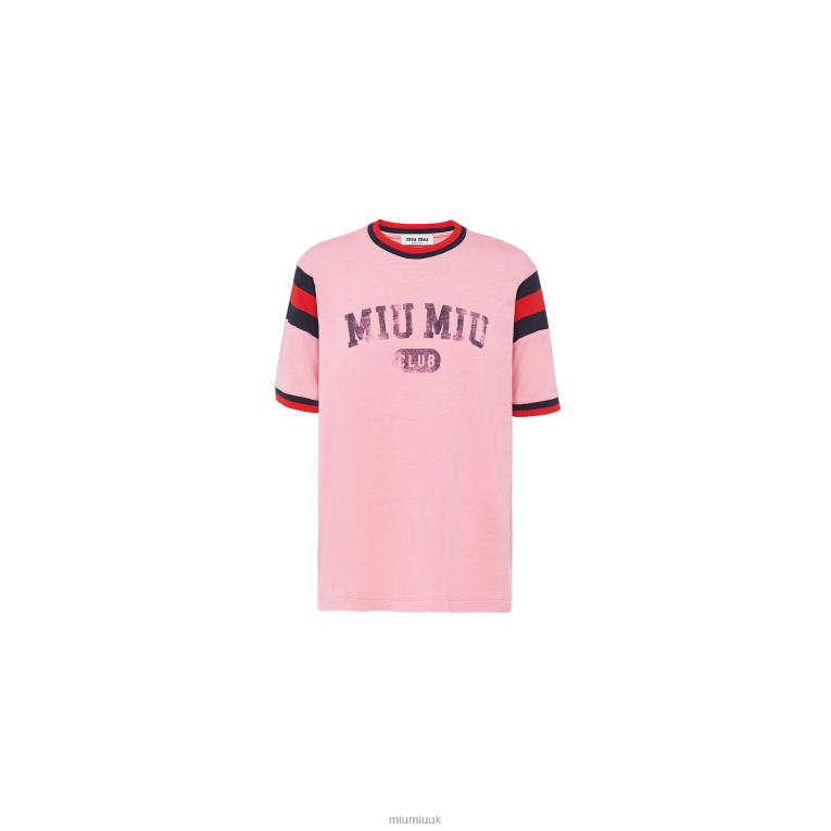 Ready To Wear Printed Jersey T-shirt Miu Miu XH28Z707 Begonia Pink
