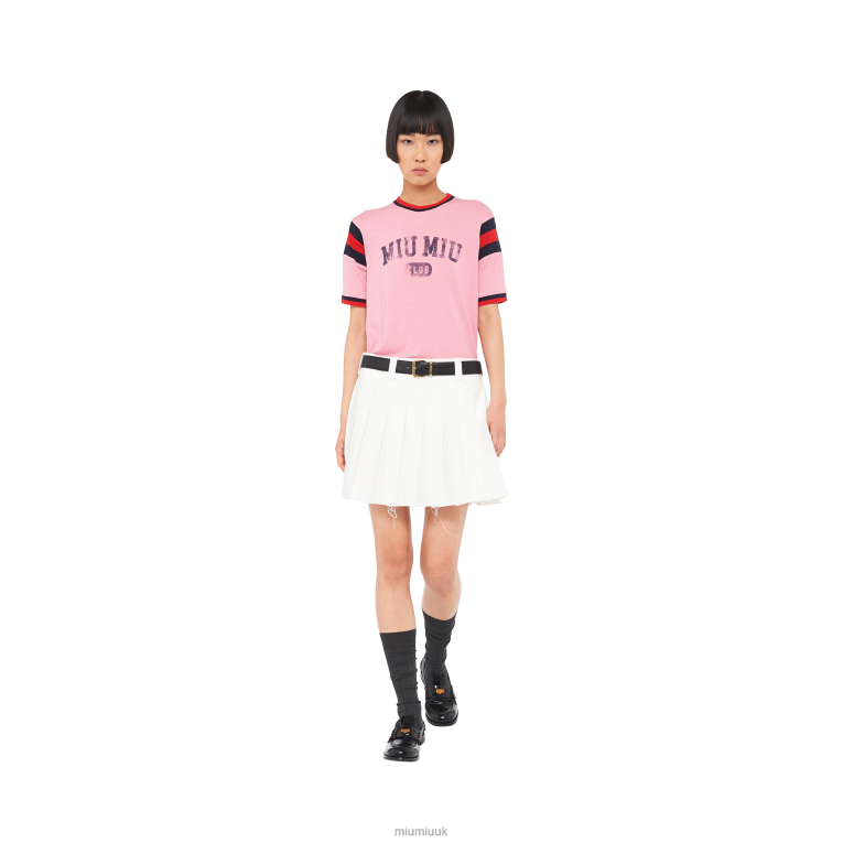 Ready To Wear Printed Jersey T-shirt Miu Miu XH28Z707 Begonia Pink