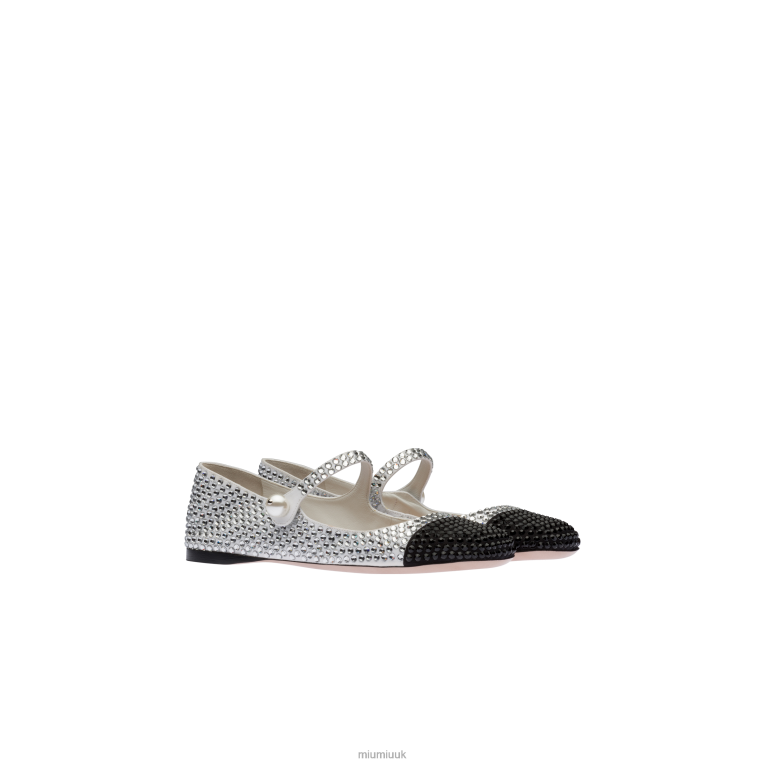 Shoes Cotton Gabardine Ballerinas Miu Miu XH28Z287 White/Black