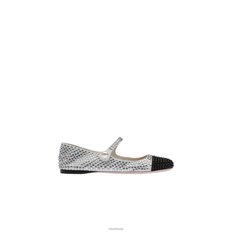 Shoes Cotton Gabardine Ballerinas Miu Miu XH28Z287 White/Black