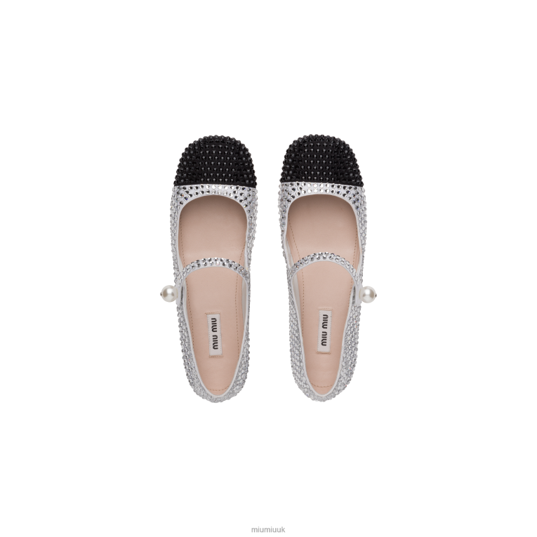 Shoes Cotton Gabardine Ballerinas Miu Miu XH28Z287 White/Black