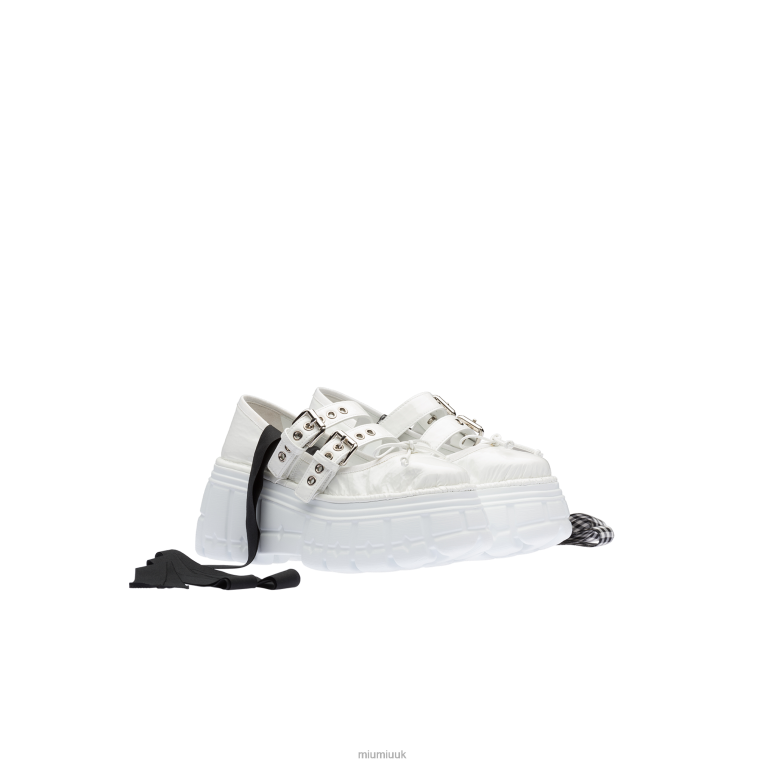 Shoes Naplak Leather Flatform Ballerinas Miu Miu XH28Z285 White