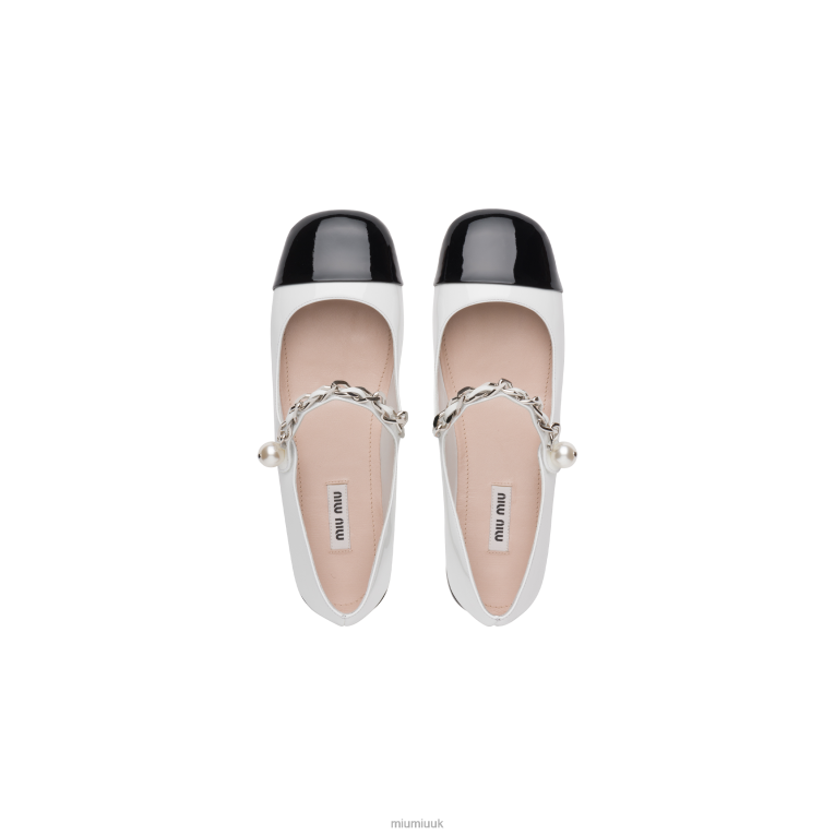 Shoes Patent Leather Ballerinas Miu Miu XH28Z286 White/Black