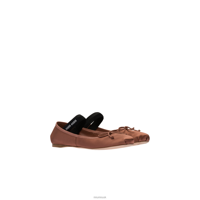Shoes Satin Ballerinas Miu Miu XH28Z278 Cocoa Brown