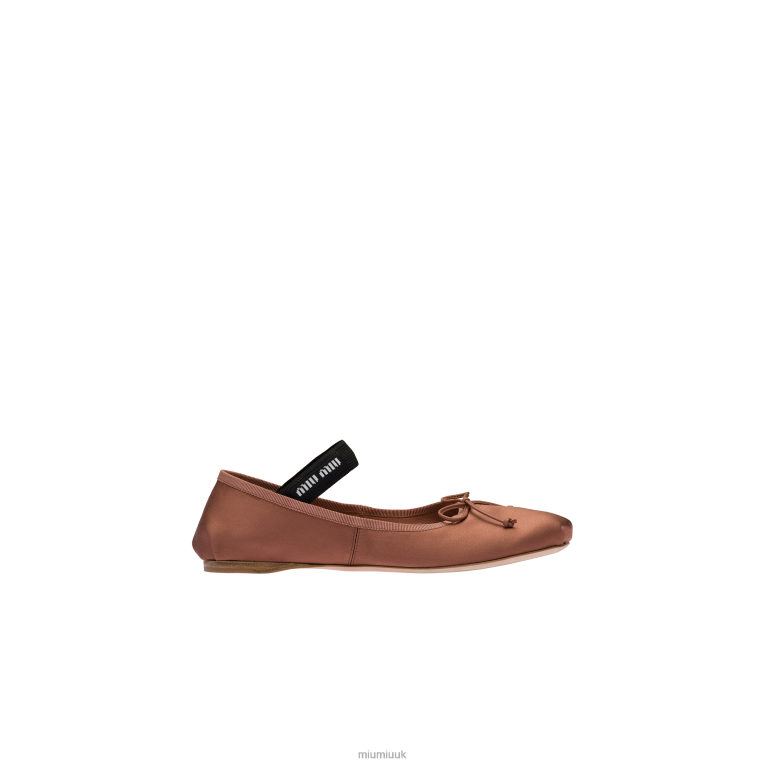 Shoes Satin Ballerinas Miu Miu XH28Z278 Cocoa Brown