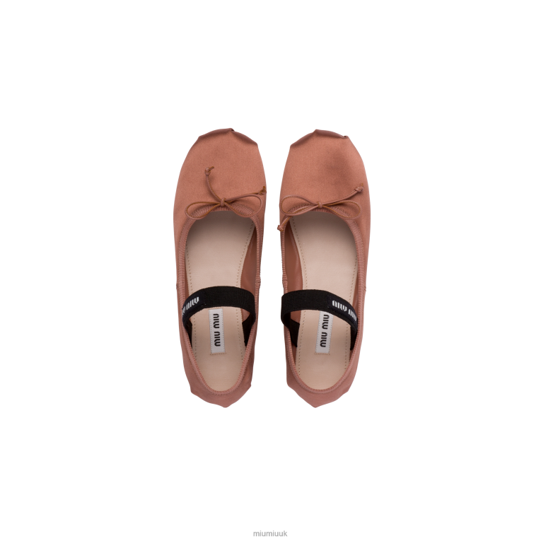 Shoes Satin Ballerinas Miu Miu XH28Z278 Cocoa Brown