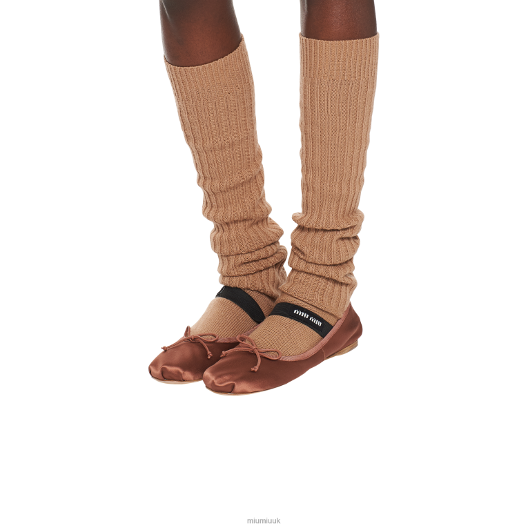 Shoes Satin Ballerinas Miu Miu XH28Z278 Cocoa Brown