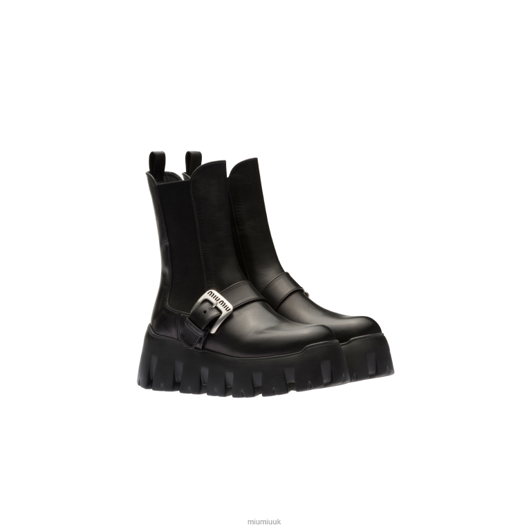 Shoes Leather Booties With Strap Miu Miu XH28Z340 Black