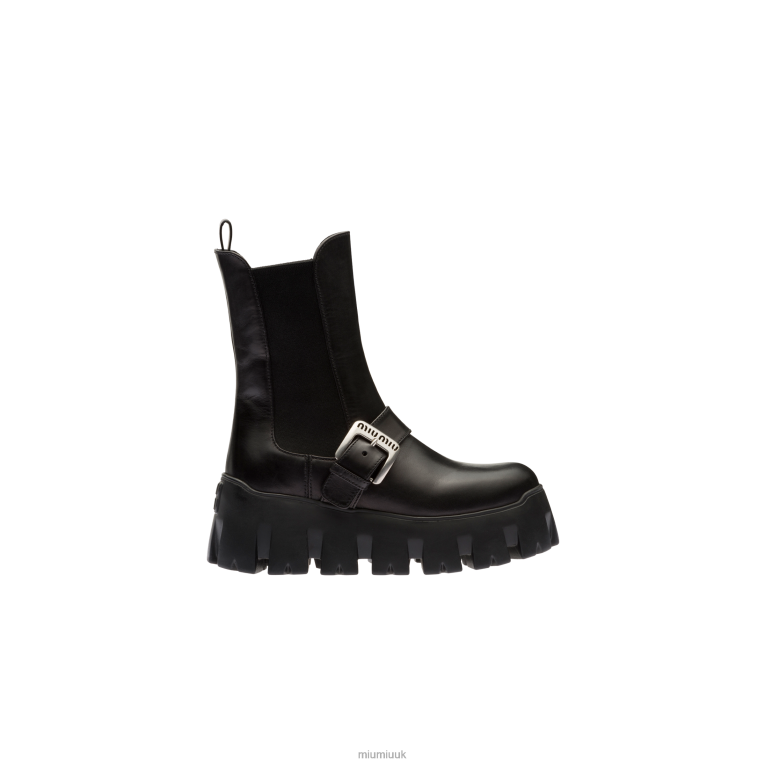Shoes Leather Booties With Strap Miu Miu XH28Z340 Black