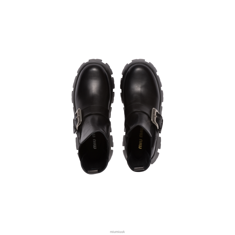 Shoes Leather Booties With Strap Miu Miu XH28Z340 Black