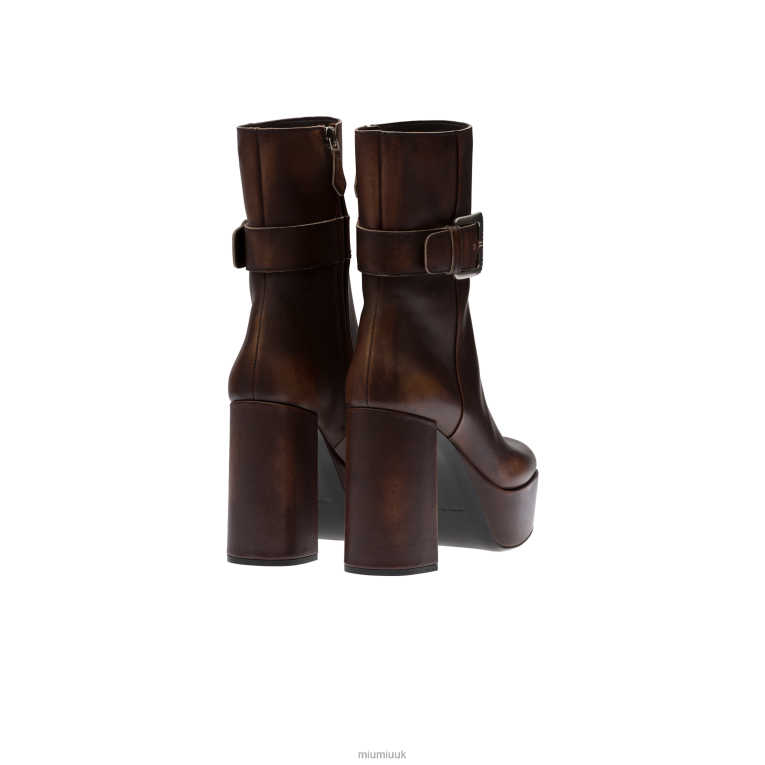 Shoes Leather Platform Booties Miu Miu XH28Z343 Ebony