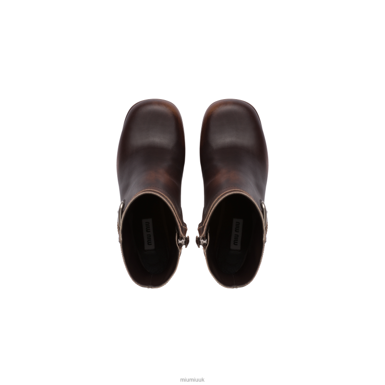 Shoes Leather Platform Booties Miu Miu XH28Z343 Ebony