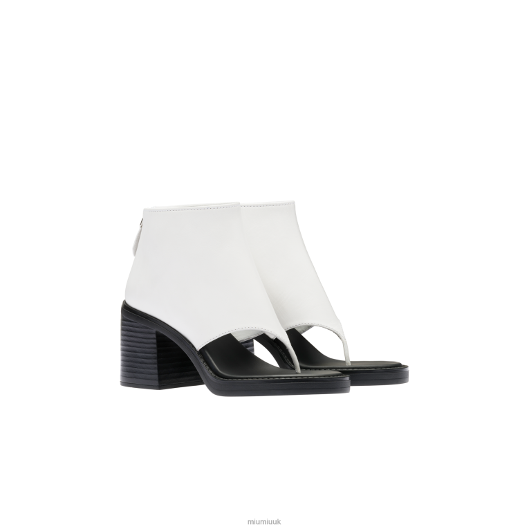 Shoes Leather Thong Booties Miu Miu XH28Z336 White
