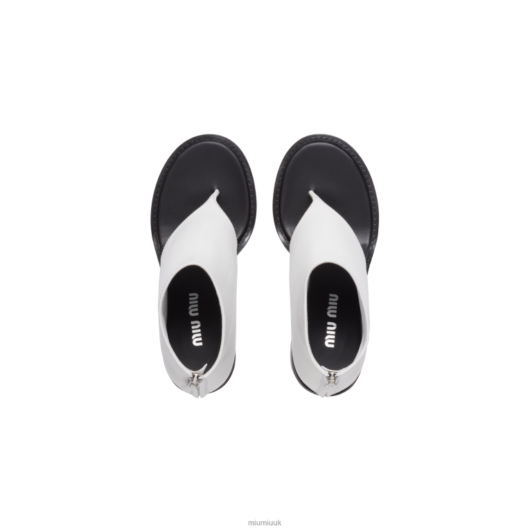 Shoes Leather Thong Booties Miu Miu XH28Z336 White