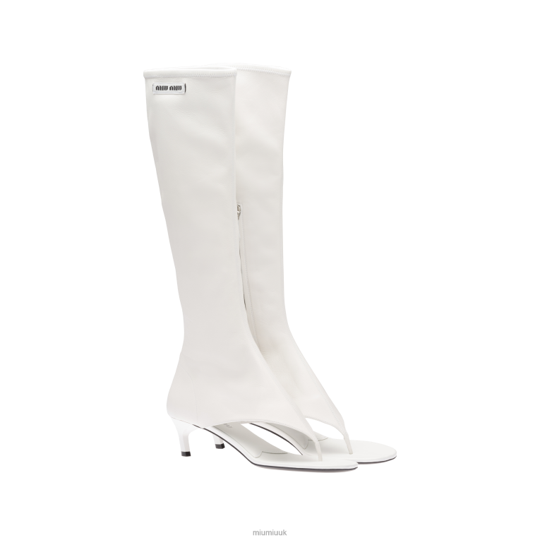 Shoes Stretch Nappa Leather Thong Boots Miu Miu XH28Z332 White