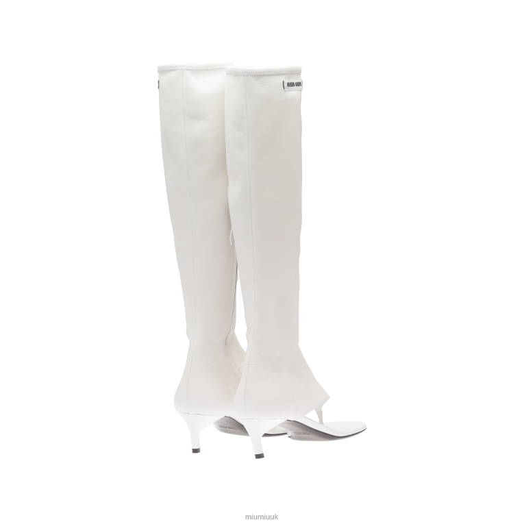 Shoes Stretch Nappa Leather Thong Boots Miu Miu XH28Z332 White