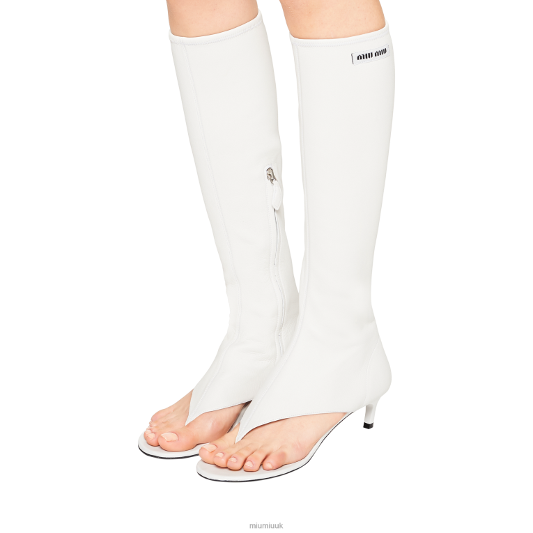 Shoes Stretch Nappa Leather Thong Boots Miu Miu XH28Z332 White