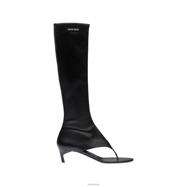 Shoes Stretch Nappa Leather Thong Boots Miu Miu XH28Z334 Black