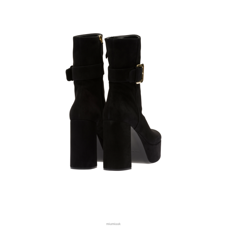 Shoes Suede Platform Booties Miu Miu XH28Z342 Black