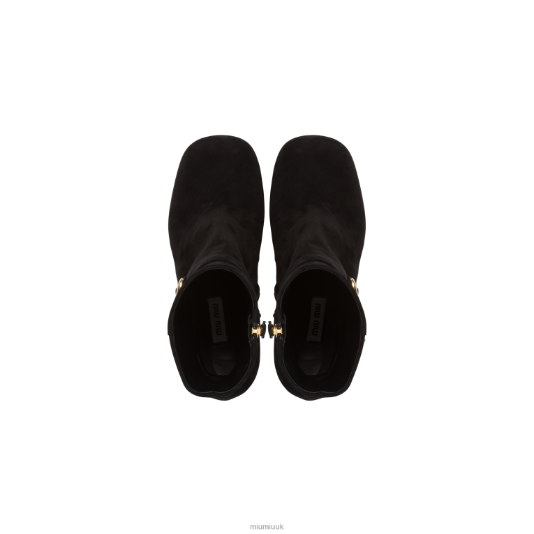 Shoes Suede Platform Booties Miu Miu XH28Z342 Black