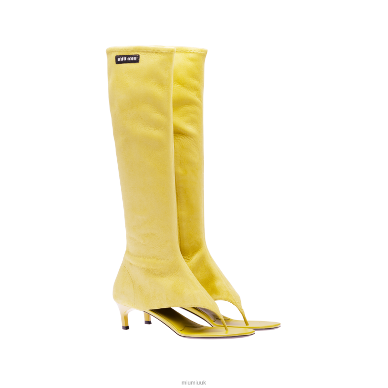 Shoes Suede Thong Boots Miu Miu XH28Z337 Citron Yellow