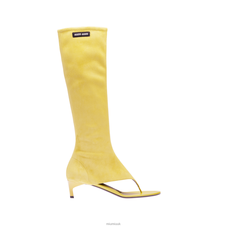 Shoes Suede Thong Boots Miu Miu XH28Z337 Citron Yellow