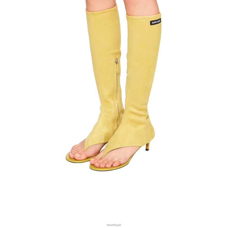 Shoes Suede Thong Boots Miu Miu XH28Z337 Citron Yellow