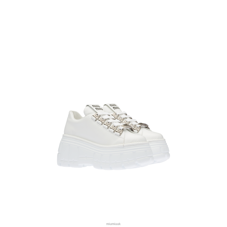 Loafers & Lace-Ups Leather Laced Derby Shoes Miu Miu XH28Z331 White