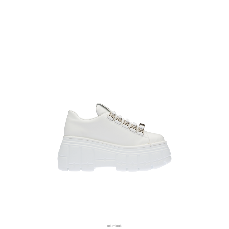 Loafers & Lace-Ups Leather Laced Derby Shoes Miu Miu XH28Z331 White