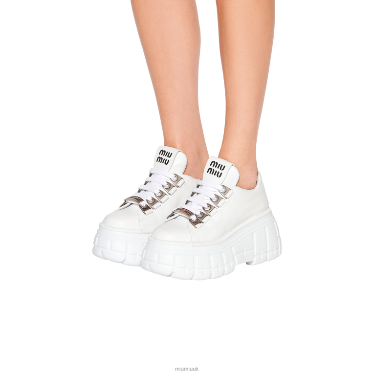 Loafers & Lace-Ups Leather Laced Derby Shoes Miu Miu XH28Z331 White