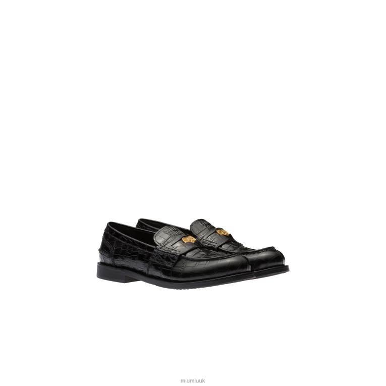 Shoes Croco-print Leather Penny Loafers Miu Miu XH28Z308 Black