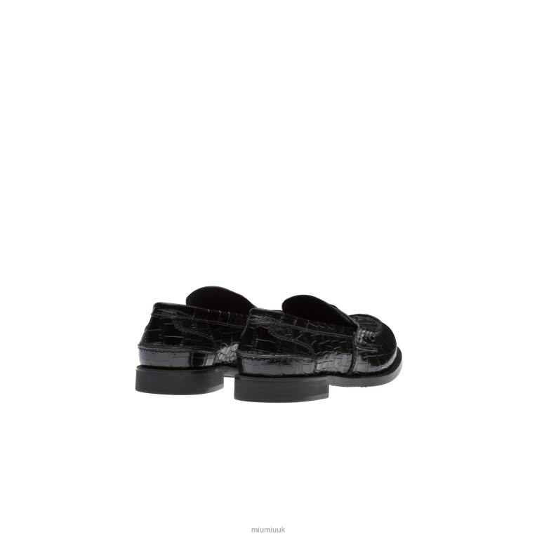 Shoes Croco-print Leather Penny Loafers Miu Miu XH28Z308 Black