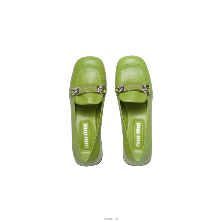 Shoes Leather Loafers Miu Miu XH28Z323 Fern Green